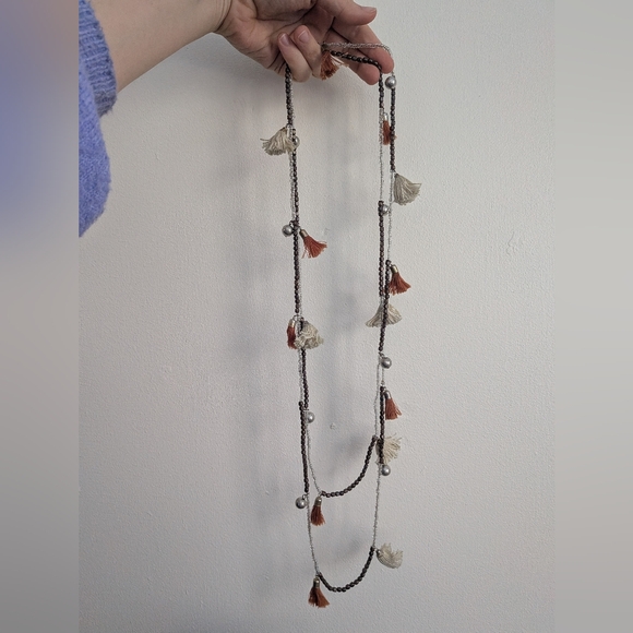 Boho Tassel Fringe Necklace and Earring Set - Picture 5 of 6